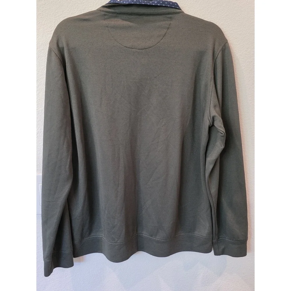 Taylorbyrd Dark Green 1/4 Zip Mens Sz M Navy Contrast‎ Collar Modal Blend Preppy